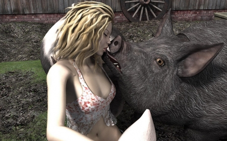 Ебливая зоофилка устроила сумашедший секс со свиньей